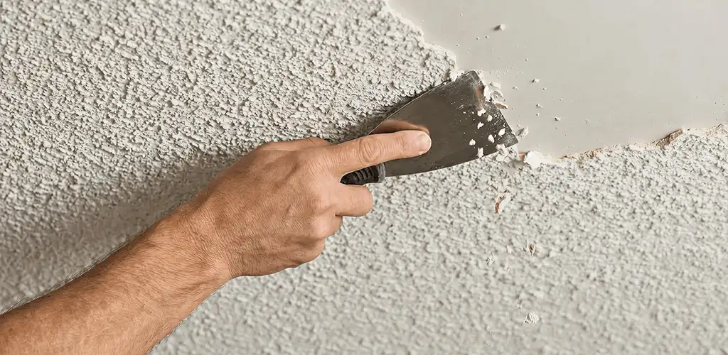 Popcorn ceiling removal scraping off textured ceiling finish in Cape Coral, FL