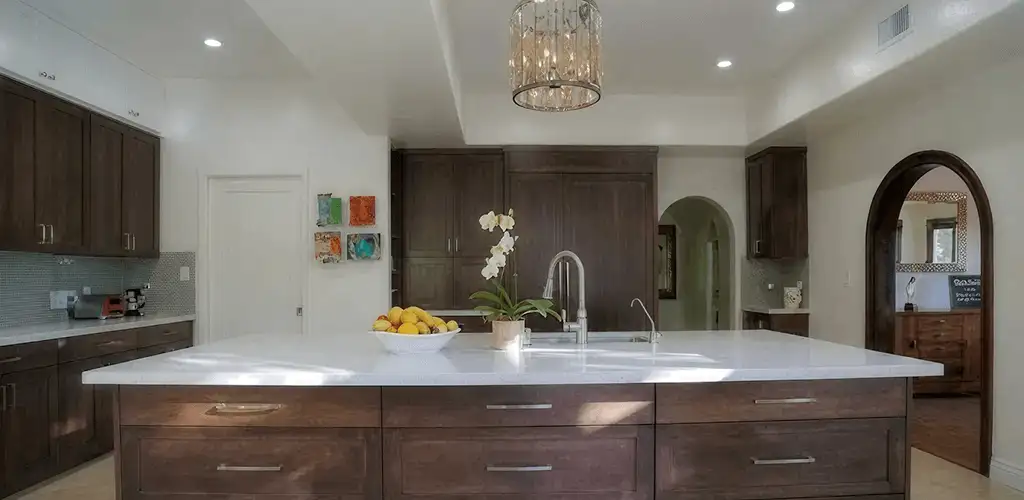 Cabinet refacing project with updated kitchen cabinets and island in Cape Coral, FL