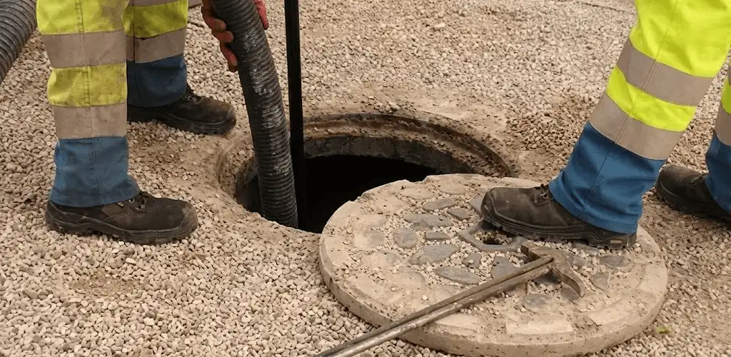 Drain cleaning crew clearing a sewer access point with professional equipment in Cape Coral, FL
